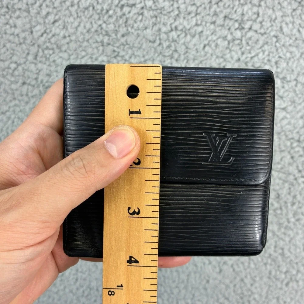 Louis Vuitton Epi Leather Compact Wallet Black Bifold Vintage Authentic Luxury